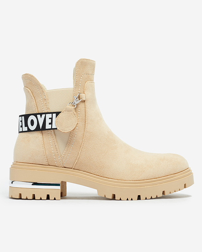 Moteriški smėlio spalvos izoliuoti ekologiški zomšiniai batai Lottci - Avalynė