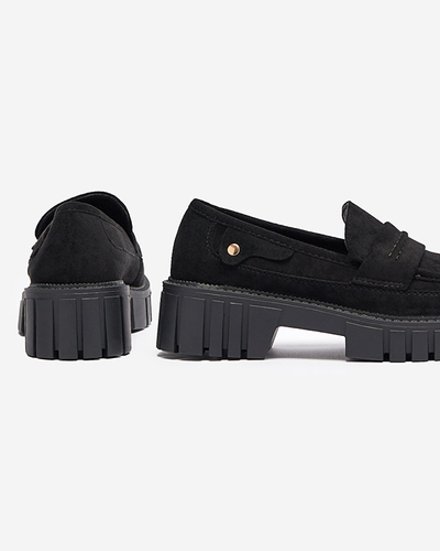 Мокасины из эко замши черного цвета для женщин Siherta- Footwear