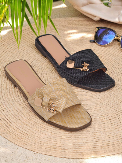 Royalfashion moteriškos šiaudinės šlepetės Sandalai Aurelia