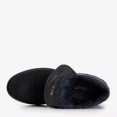 Czarne zamszowe workery z cyrkoniami Rafia - Obuwie