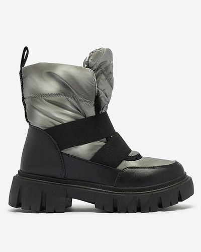 Juodai pilki moteriški sniego batai plokščiu padu "Ferory- Footwear"