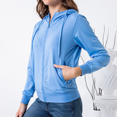 женская толстовка на молнии синего цвета - Одежда