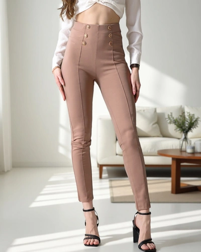 Royalfashion moteriški medvilniniai tregingai su dekoratyvinių mygtukų.