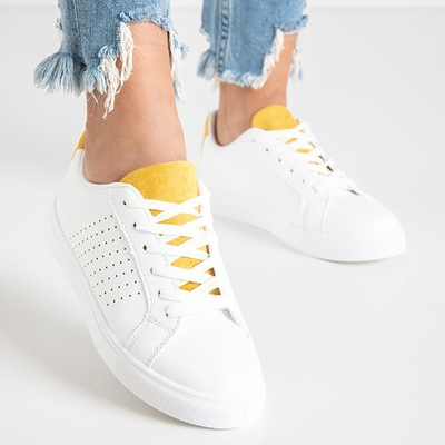 Biało-żółte damskie tenisówki Kaori - Obuwie