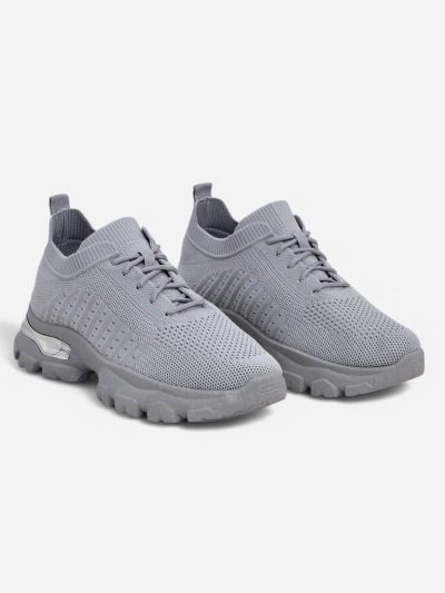 Atenea Light Grey Fabric Flat Kicks fo' Gurls wit' dat 4.5 cm Sole