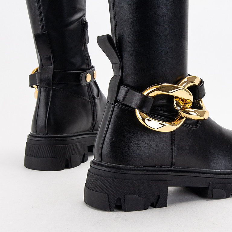 Черные женские ботфорты на низком ходу Mirumi