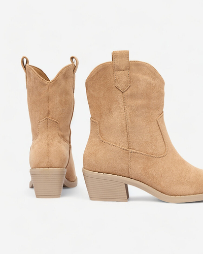 Royalfashion Šviesiai rudi apšiltinti moteriški kaubojiški batai Bronco