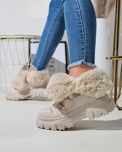 Бежевые женские сапоги на шнуровке Fentes- Footwear