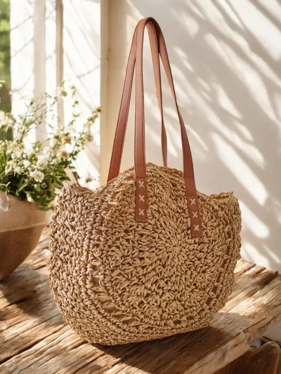 Royalfashion Didelis ovalus šiaudinis rankinės modelis moterims