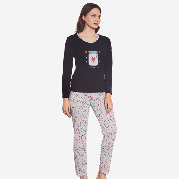 Tamsiai mėlyna ir pilka Kalėdinė 2 dalių pižama su raštu - Drabužiai