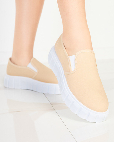 Smėlio spalvos moteriški užsegami batai ant storo Tenri pado - Avalynė