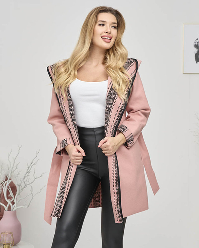 Розовый женский плащ а'ля с орнаментом - Одежда