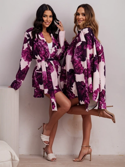 Женский цветочный комплект Royalfashion с завязанным пиджаком и шортами