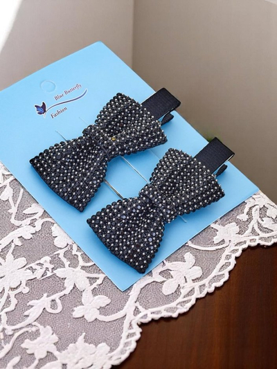 Royalfashion 2 plaukų segtukų su kaspinais ir akutėmis rinkinys Isadora