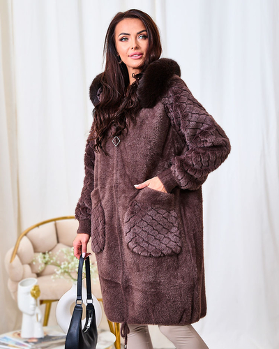 "Royalfashion" Rudas moteriškas dirbtinio kailio paltas