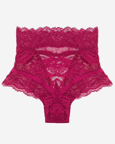 Темно-розовые кружевные трусики с лентой