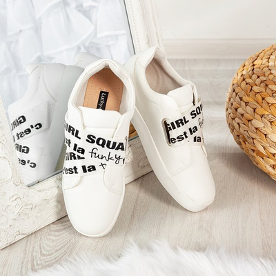 Białe buty sportowe z napisami Wirginia - Obuwie