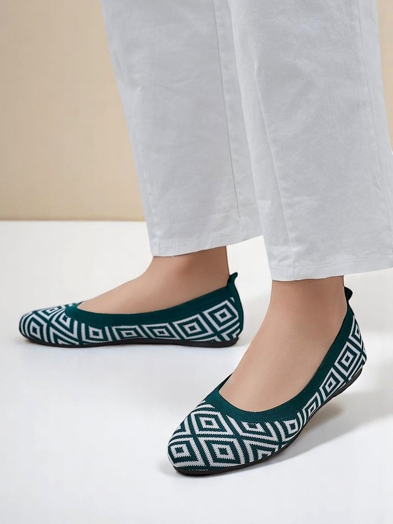 Royalfashion Fabric moteriškos balerinos su geometriniu raštu Metrinis