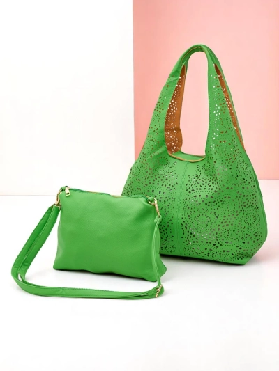 Royalfashion Didelė moterų nėrinių pirkinių rankinė Lira Lace