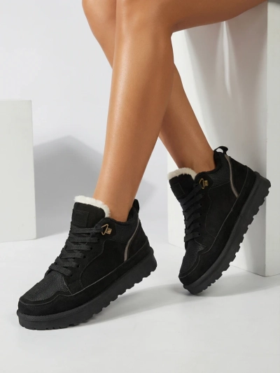 Moteriški sportbačiai „Diana“ juodi zomšiniai patogūs žiemai