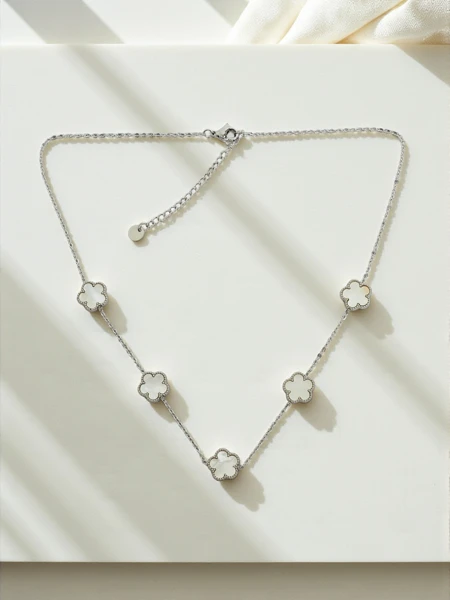 Sofia Argentum Collana – серебряное колье с цветами и перламутром