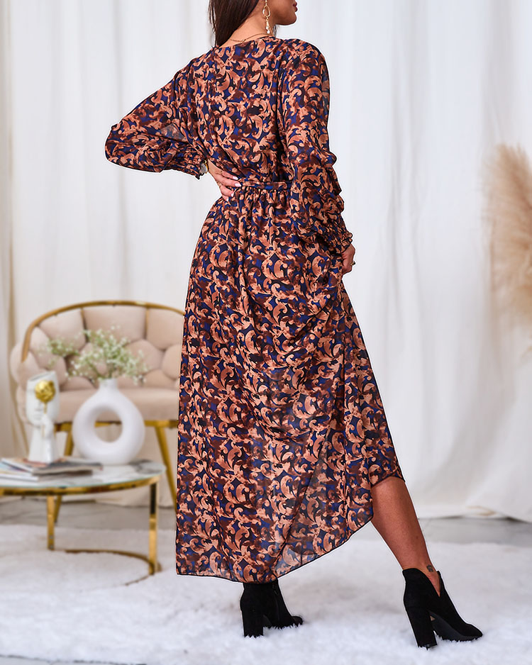 "Royalfashion" Kupranugario spalvos raštuota moteriška maksi suknelė