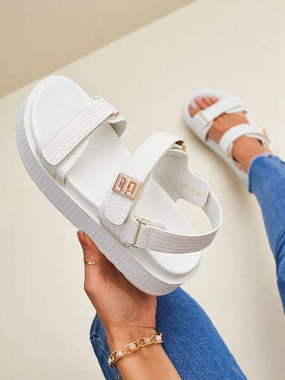 Royalfashion Kallisto – Белые женские сандалии на платформе, искусственная кожа