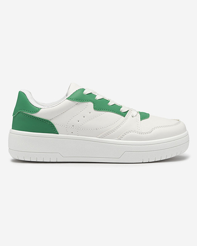 Белые женские спортивные туфли с зелеными вставками Tercua- Footwear