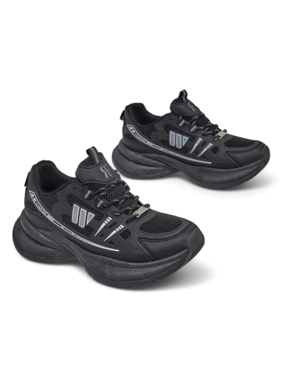 Moteriški sportiniai batai Royalfashion Hypatia juodi su plokščiu 5 cm kulnu