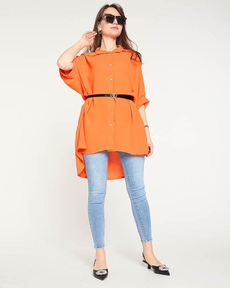 Neoniniai oranžiniai moteriški tunikos marškiniai - Drabužiai