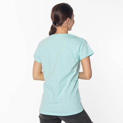 Женская футболка цвета мяты с принтом