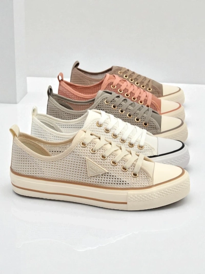 Aurelia Beige - damskie tenisówki na płaskiej podeszwie 3 cm
