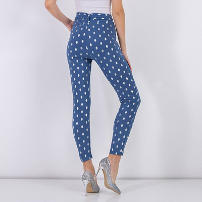 Голубые женские брюки в горошек - Одежда