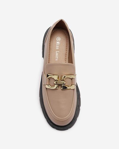 Šviesiai rudi moteriški mokasinai su ornamentu ant nosies Arver- Avalynė