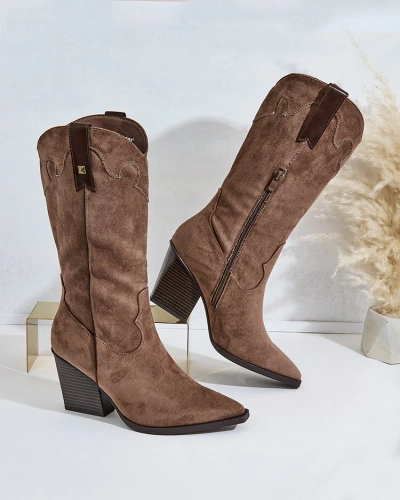 Royalfashion Moteriški kaubojiški batai su kulnu Kowib