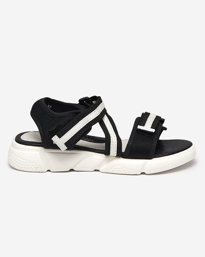 Juodos ir baltos vaikiškos basutės užsegamos Velcro Modis - Shoes