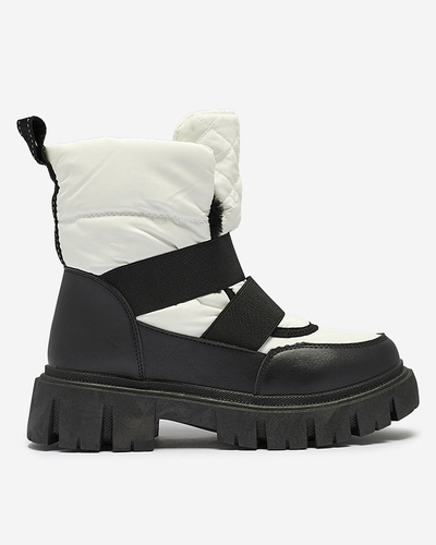 Женские сноубутсы на плоской подошве черно-белого цвета Ferory- Footwear