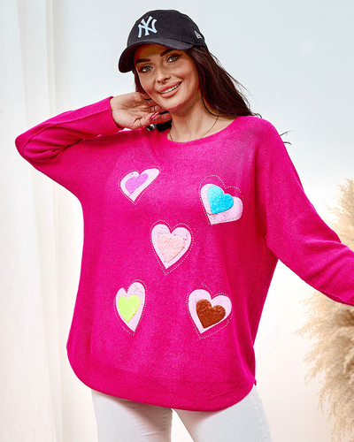 Royalfashion Тонкий женский свитер с сердечками