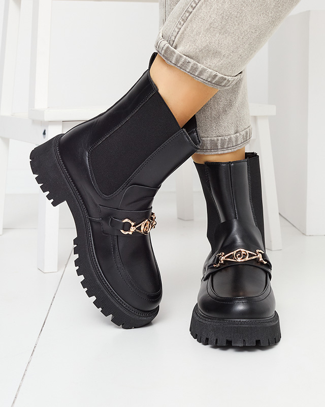 Juodi moteriški eko odos izoliuoti batai su Fera dekoracija - Avalynė