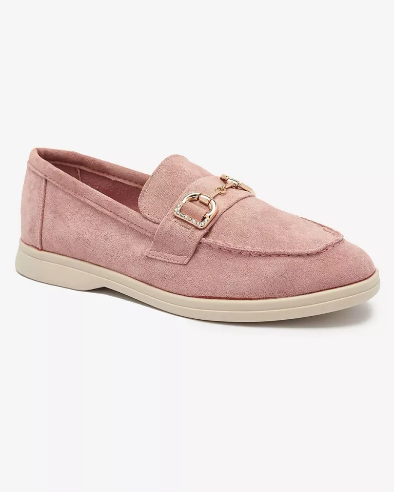 Темно-розовые женские мокасины с золотым украшением Neterri - Обувь