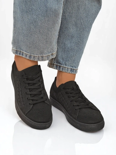 Royalfashion Demetra – черные женские тканевые кроссовки на плоской подошве