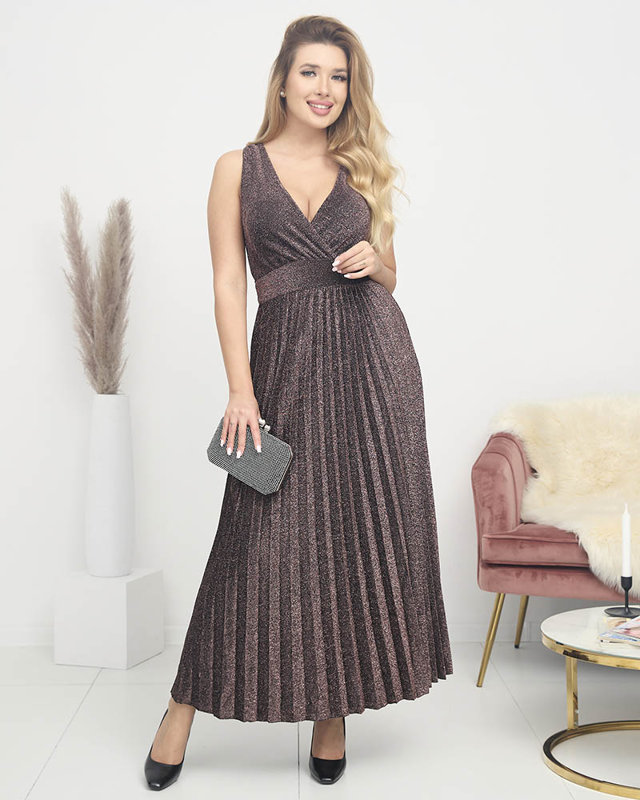 Длинное фиолетовое женское платье с блестками - Одежда