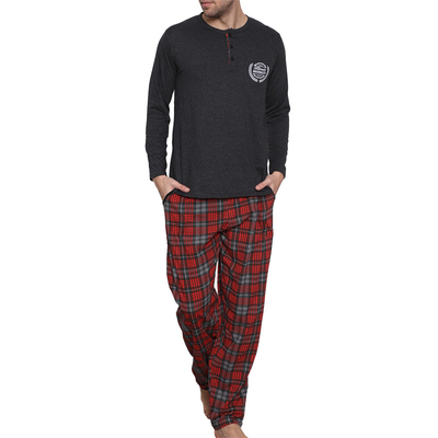 Vyriška pižama su tamsiai pilkai raudonos spalvos raštu - Apranga
