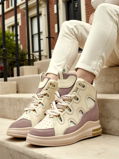 Royalfashion aukšti sportiniai bateliai moterims su paslėptu kulnu Oblaffi