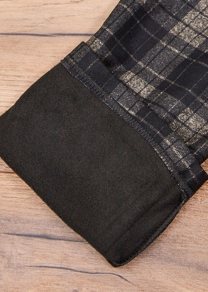 Royalfashion Серо-коричневые женские утепленные треггинсы в клетку