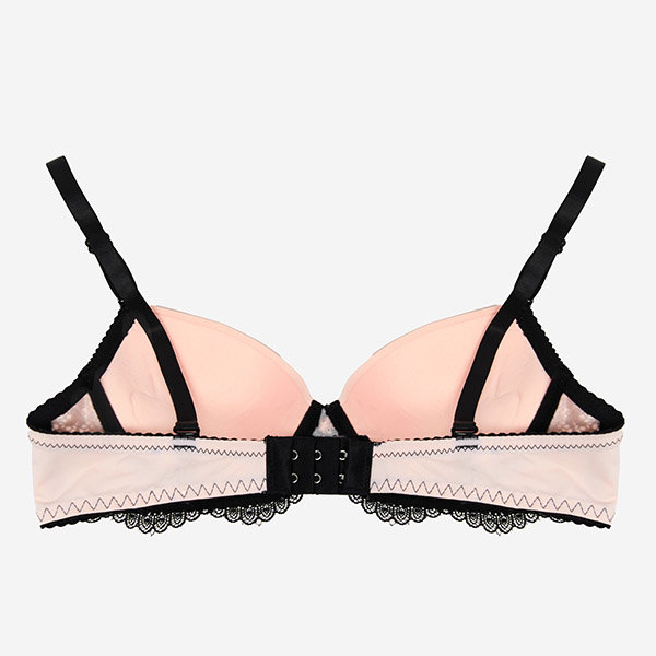 Персиково-черный женский бюстгальтер с кружевом - Нижнее белье