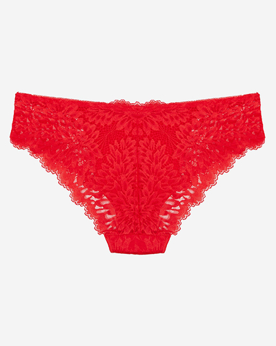 Raudonos spalvos nėriniuotos moteriškos liemenėlės kelnaitės - apatinis trikotažas