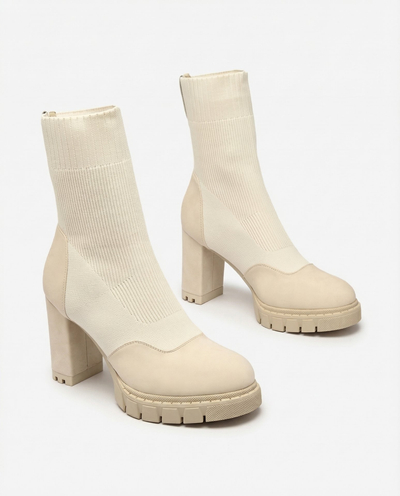 "Royalfashion Cream" moteriški aukštakulniai "Flexi Booties"
