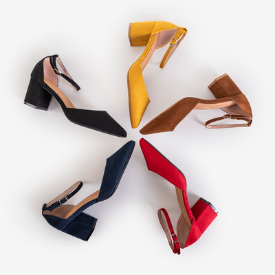 Темно-синие женские босоножки на каблуке Rumilа