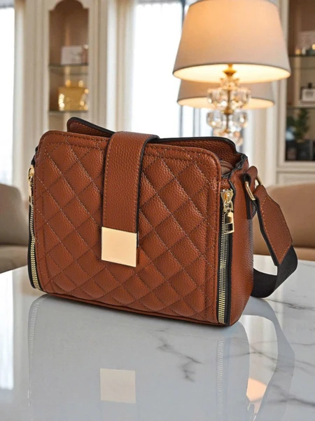 Kolekcja Torebek Damskich - Melania Brązowa Skóra Eko z Zamkiem i Magnesem